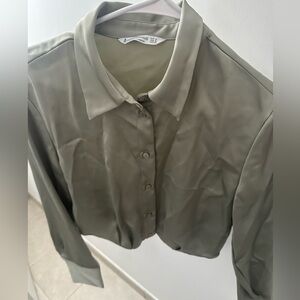 Blouses silk color light green